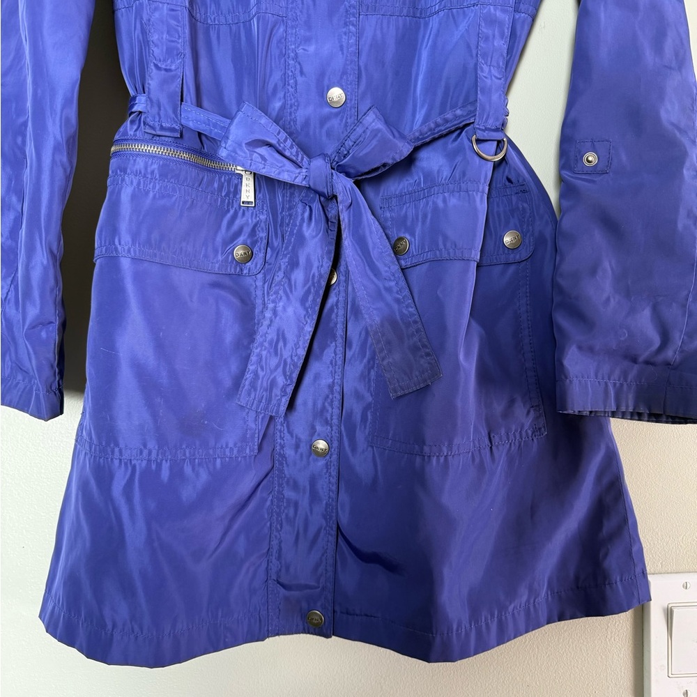 DKNY Royal Blue Lightweight Trench Coat - Picture 11 of 15